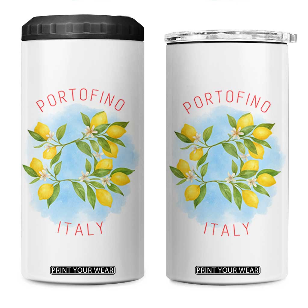 Portofino Italy Lemons 4 in 1 Can Cooler Tumbler Vintage Coastal Europe Travel Summer Vibe Aesthetic TS02 One Size: 16 oz White Print Your Wear