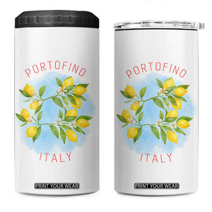 Portofino Italy Lemons 4 in 1 Can Cooler Tumbler Vintage Coastal Europe Travel Summer Vibe Aesthetic TS02 One Size: 16 oz White Print Your Wear