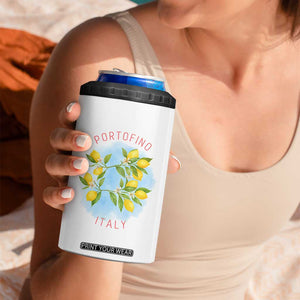 Portofino Italy Lemons 4 in 1 Can Cooler Tumbler Vintage Coastal Europe Travel Summer Vibe Aesthetic TS02 Print Your Wear
