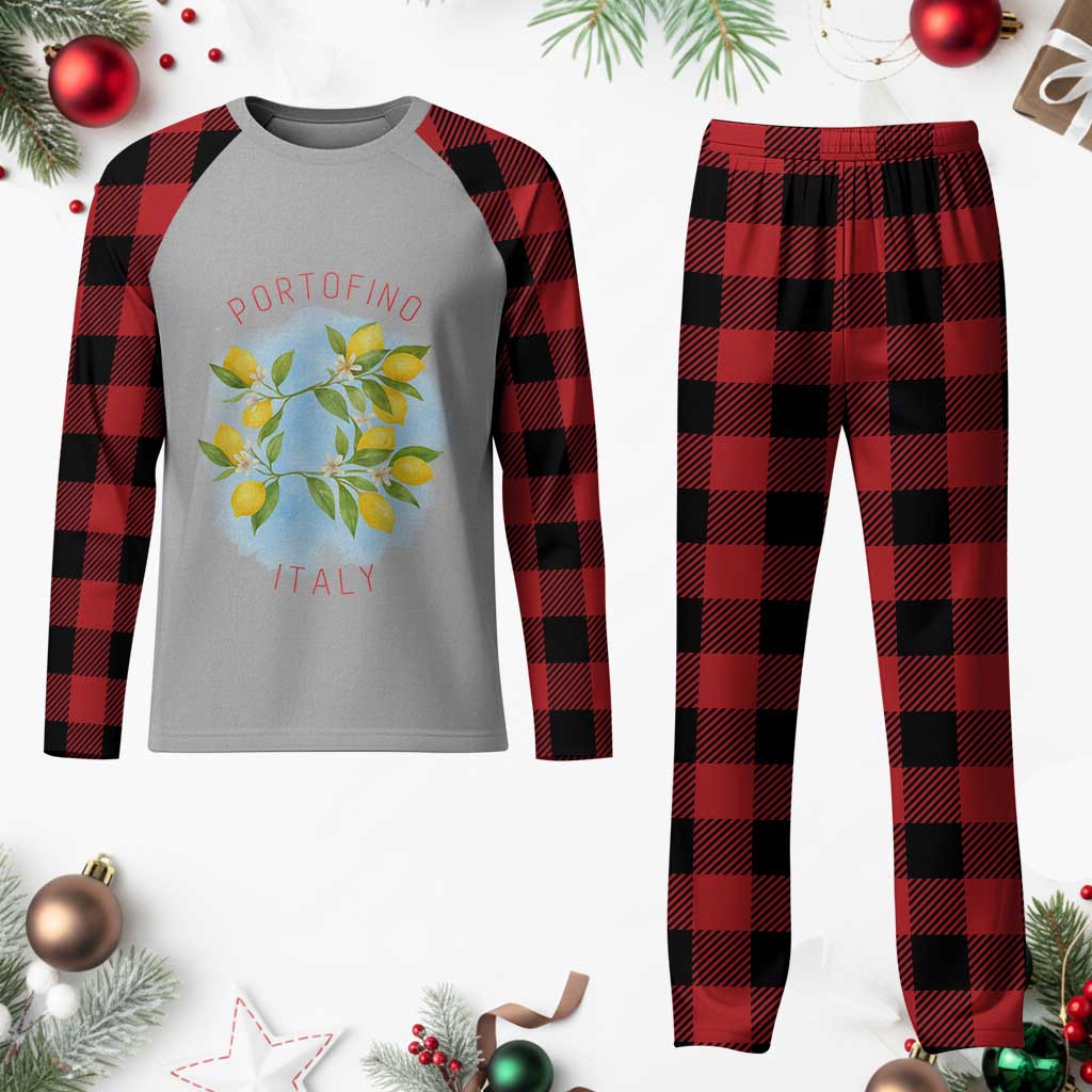 Portofino Italy Lemons Plaid Pajama Set Vintage Coastal Europe Travel Summer Vibe Aesthetic TS02 Buffalo Plaid Print Your Wear
