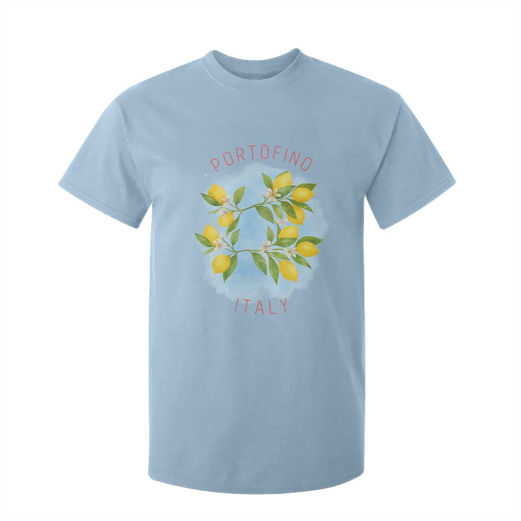 Portofino Italy Lemons T Shirt For Kid Vintage Coastal Europe Travel Summer Vibe Aesthetic TS02 Light Blue Print Your Wear
