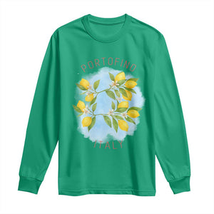 Portofino Italy Lemons Long Sleeve Shirt Vintage Coastal Europe Travel Summer Vibe Aesthetic TS02 Irish Green Print Your Wear