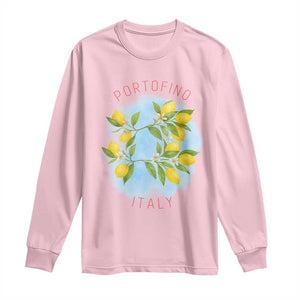 Portofino Italy Lemons Long Sleeve Shirt Vintage Coastal Europe Travel Summer Vibe Aesthetic TS02 Light Pink Print Your Wear