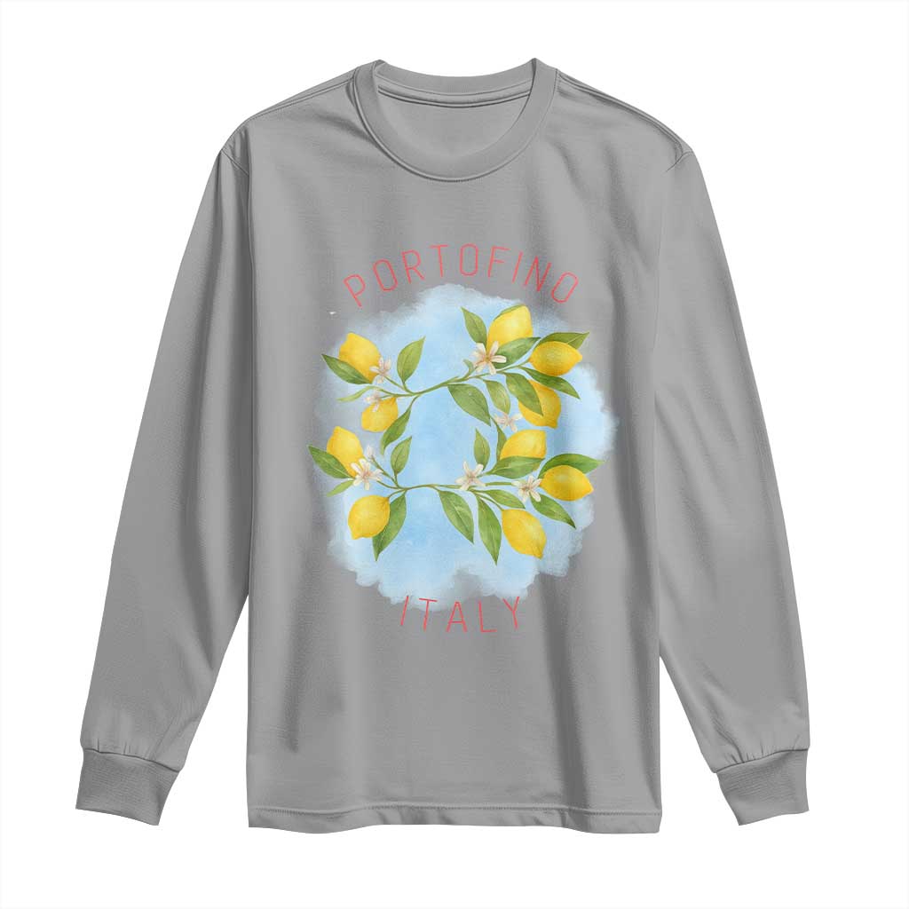 Portofino Italy Lemons Long Sleeve Shirt Vintage Coastal Europe Travel Summer Vibe Aesthetic TS02 Sport Gray Print Your Wear