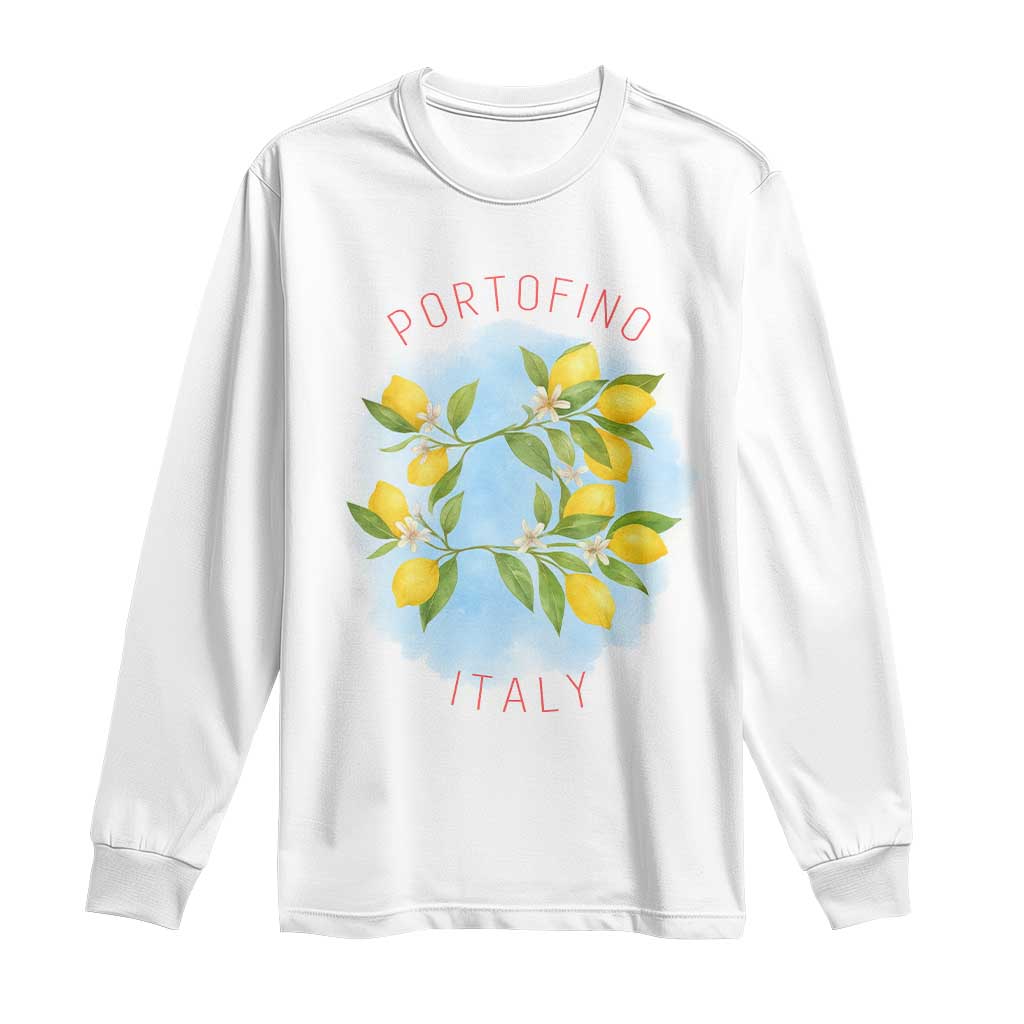 Portofino Italy Lemons Long Sleeve Shirt Vintage Coastal Europe Travel Summer Vibe Aesthetic TS02 White Print Your Wear