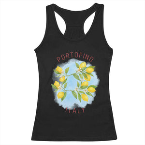 Portofino Italy Lemons Racerback Tank Top Vintage Coastal Europe Travel Summer Vibe Aesthetic TS02 Black Print Your Wear