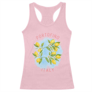 Portofino Italy Lemons Racerback Tank Top Vintage Coastal Europe Travel Summer Vibe Aesthetic TS02 Light Pink Print Your Wear