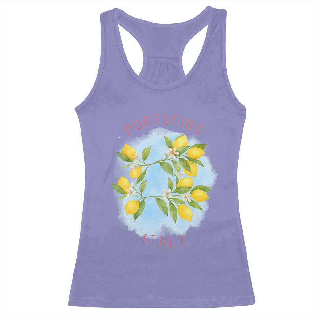 Portofino Italy Lemons Racerback Tank Top Vintage Coastal Europe Travel Summer Vibe Aesthetic TS02 Violet Print Your Wear