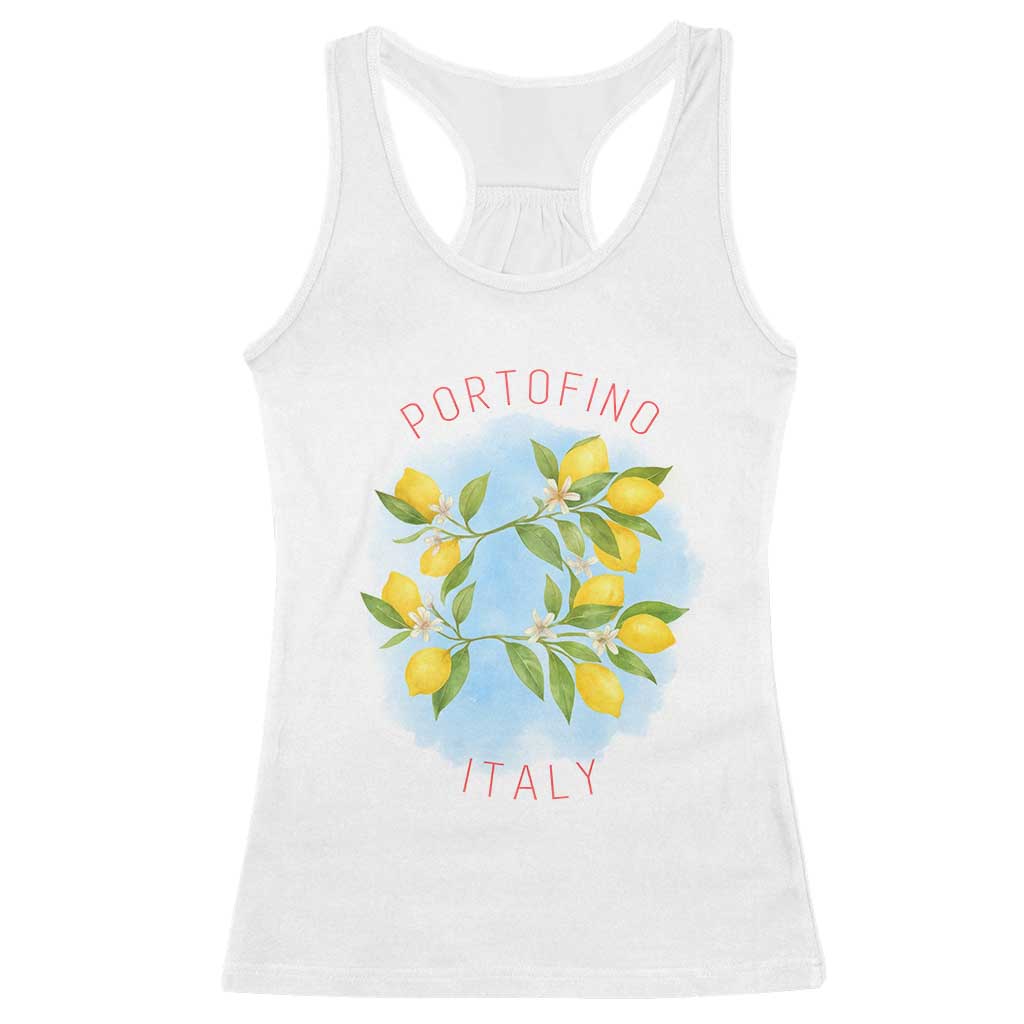 Portofino Italy Lemons Racerback Tank Top Vintage Coastal Europe Travel Summer Vibe Aesthetic TS02 White Print Your Wear