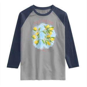 Portofino Italy Lemons Raglan Shirt Vintage Coastal Europe Travel Summer Vibe Aesthetic TS02 Sport Gray Navy Print Your Wear