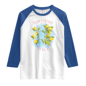 Portofino Italy Lemons Raglan Shirt Vintage Coastal Europe Travel Summer Vibe Aesthetic TS02 White Royal Print Your Wear