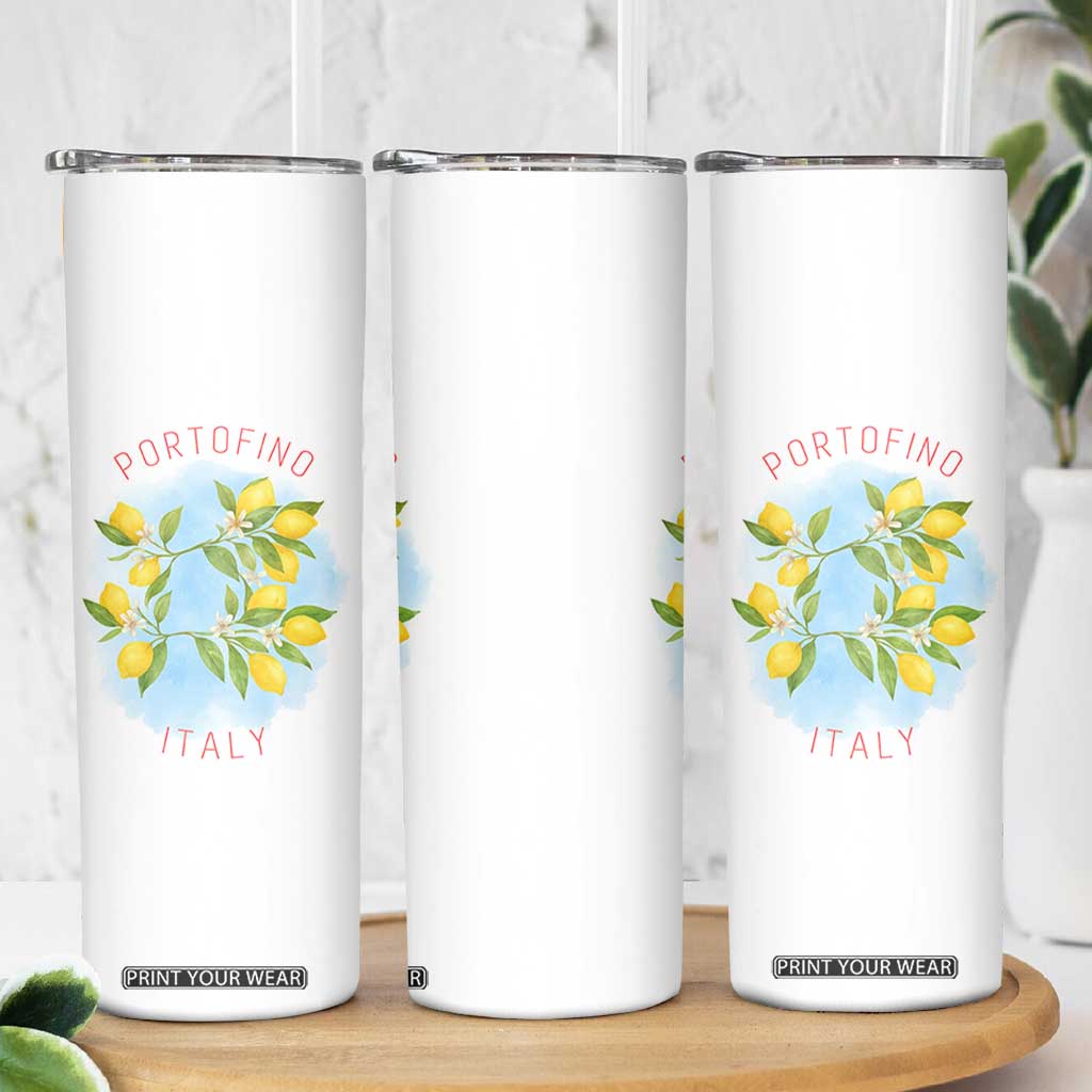 Portofino Italy Lemons Skinny Tumbler Vintage Coastal Europe Travel Summer Vibe Aesthetic TS02 Print Your Wear