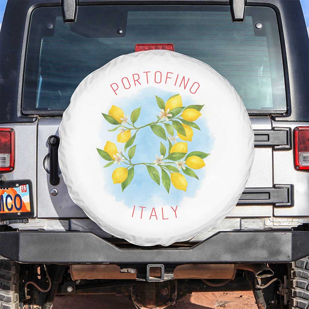 Portofino Italy Lemons Spare Tire Cover Vintage Coastal Europe Travel Summer Vibe Aesthetic TS02 No hole White Print Your Wear