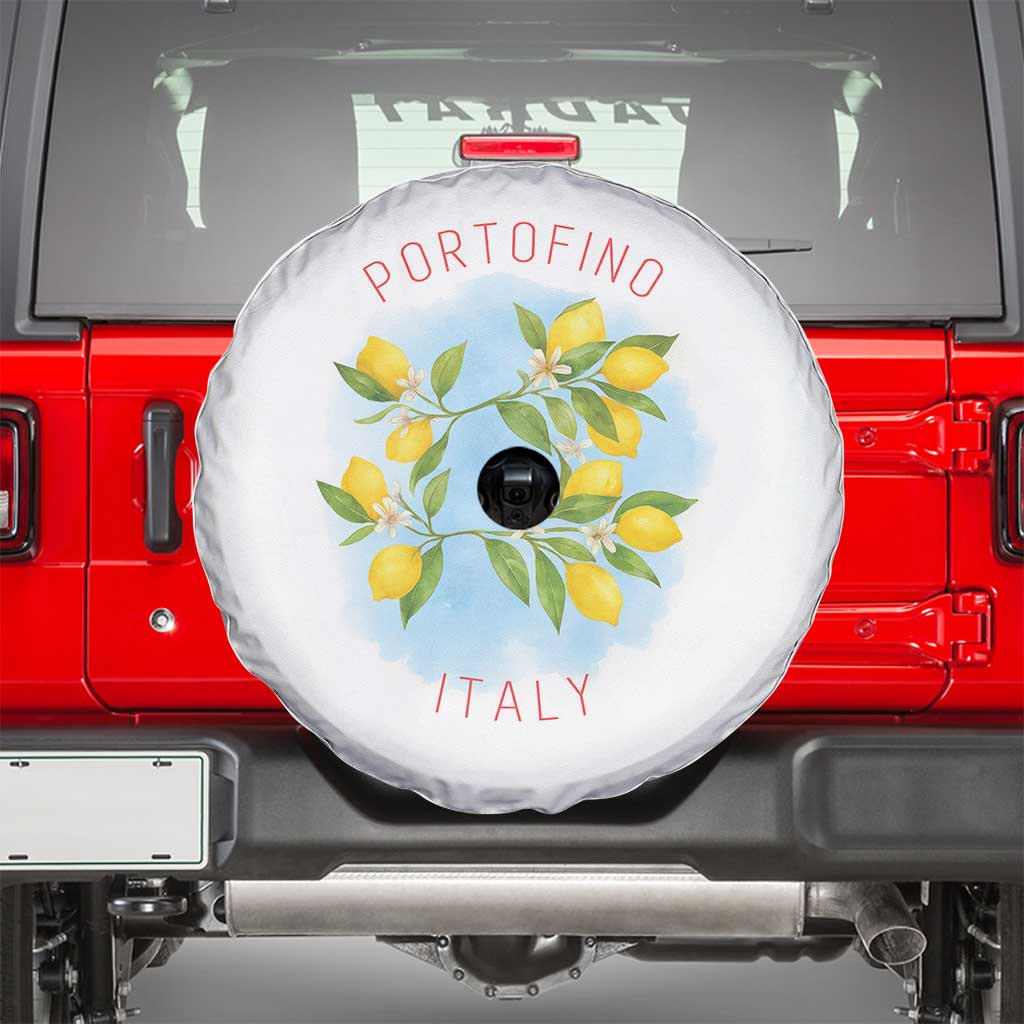 Portofino Italy Lemons Spare Tire Cover Vintage Coastal Europe Travel Summer Vibe Aesthetic TS02 White Print Your Wear