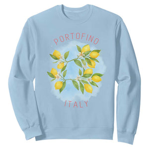 Portofino Italy Lemons Sweatshirt Vintage Coastal Europe Travel Summer Vibe Aesthetic TS02 Light Blue Print Your Wear