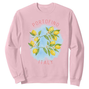 Portofino Italy Lemons Sweatshirt Vintage Coastal Europe Travel Summer Vibe Aesthetic TS02 Light Pink Print Your Wear