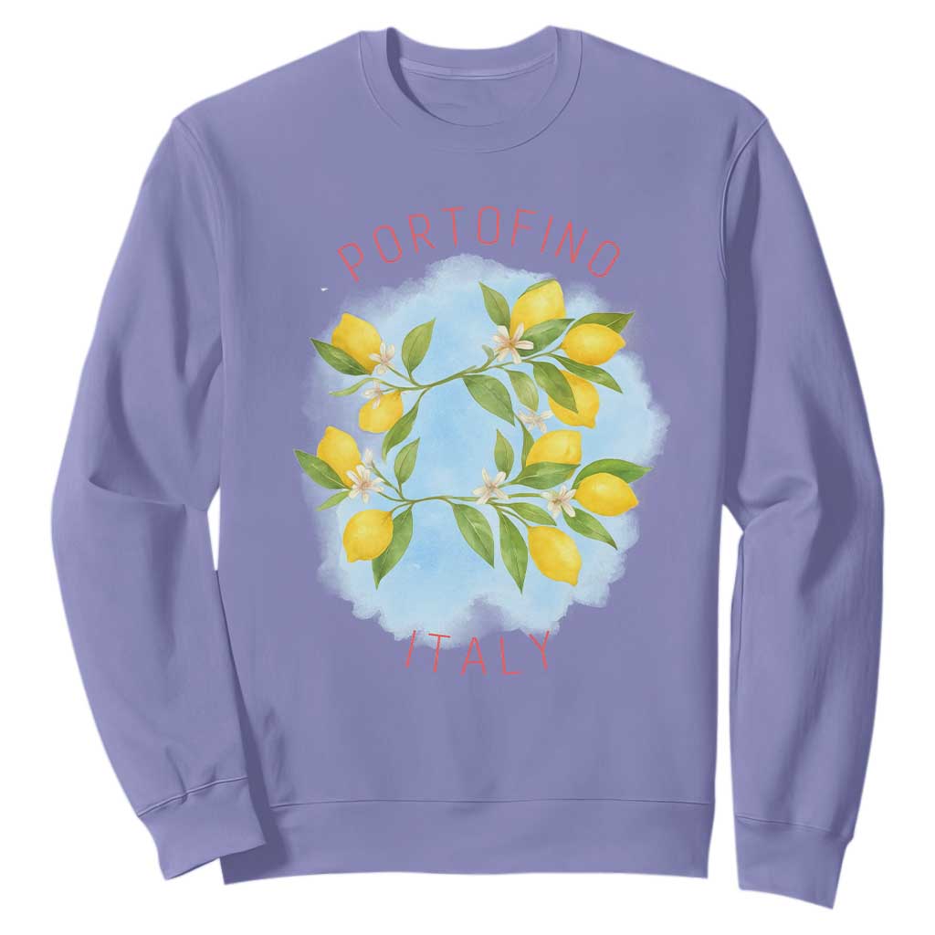 Portofino Italy Lemons Sweatshirt Vintage Coastal Europe Travel Summer Vibe Aesthetic TS02 Violet Print Your Wear