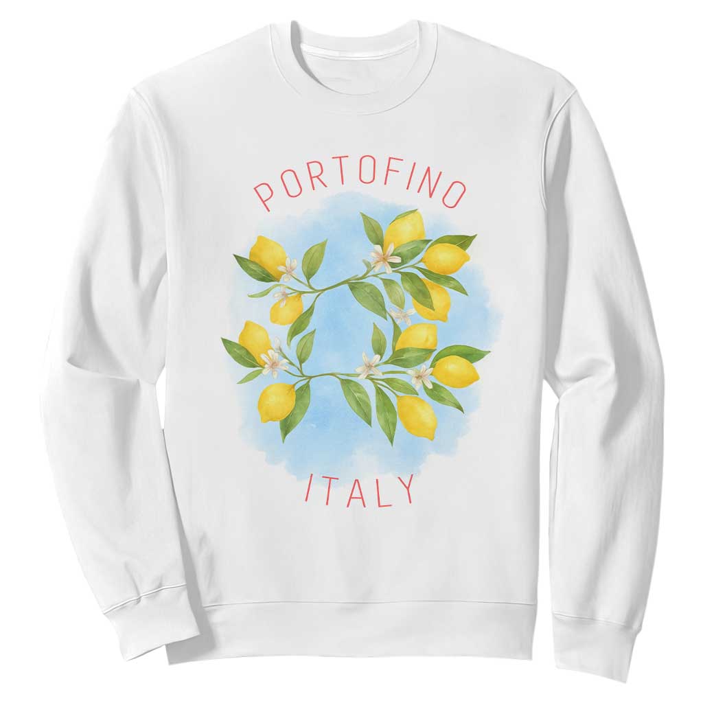 Portofino Italy Lemons Sweatshirt Vintage Coastal Europe Travel Summer Vibe Aesthetic TS02 White Print Your Wear