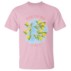 Portofino Italy Lemons T Shirt Vintage Coastal Europe Travel Summer Vibe Aesthetic TS02 Light Pink Print Your Wear