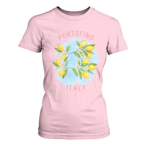 Portofino Italy Lemons T Shirt For Women Vintage Coastal Europe Travel Summer Vibe Aesthetic TS02 Light Pink Print Your Wear