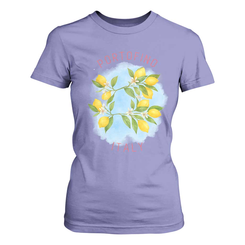 Portofino Italy Lemons T Shirt For Women Vintage Coastal Europe Travel Summer Vibe Aesthetic TS02 Violet Print Your Wear