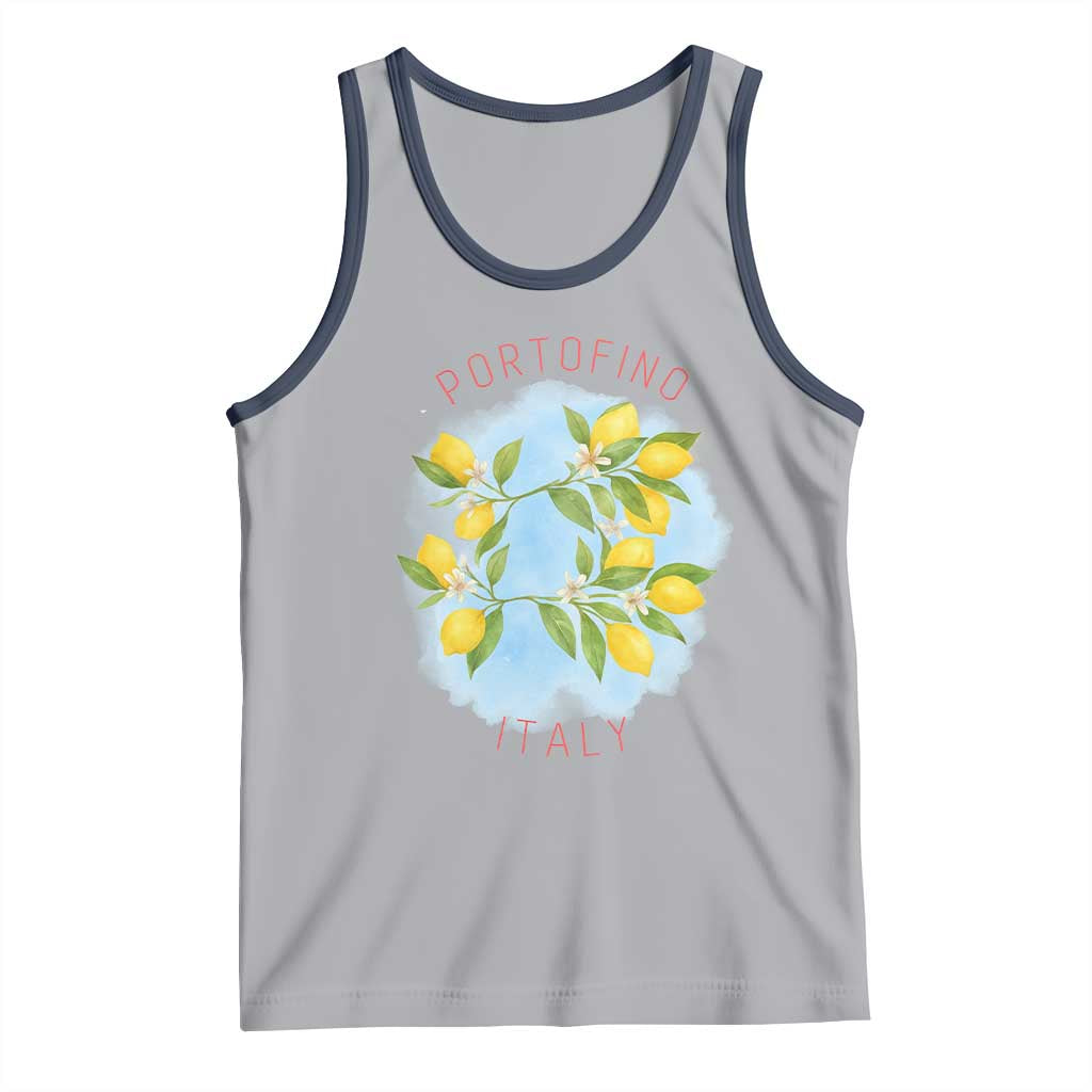 Portofino Italy Lemons Tank Top Vintage Coastal Europe Travel Summer Vibe Aesthetic TS02 Athletic Heather Navy Print Your Wear