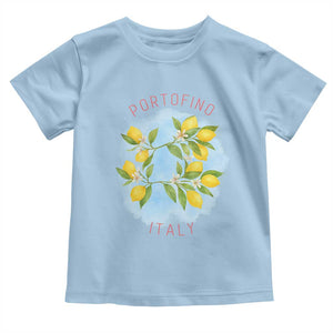 Portofino Italy Lemons Toddler T Shirt Vintage Coastal Europe Travel Summer Vibe Aesthetic TS02 Light Blue Print Your Wear
