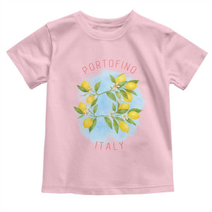 Portofino Italy Lemons Toddler T Shirt Vintage Coastal Europe Travel Summer Vibe Aesthetic TS02 Light Pink Print Your Wear
