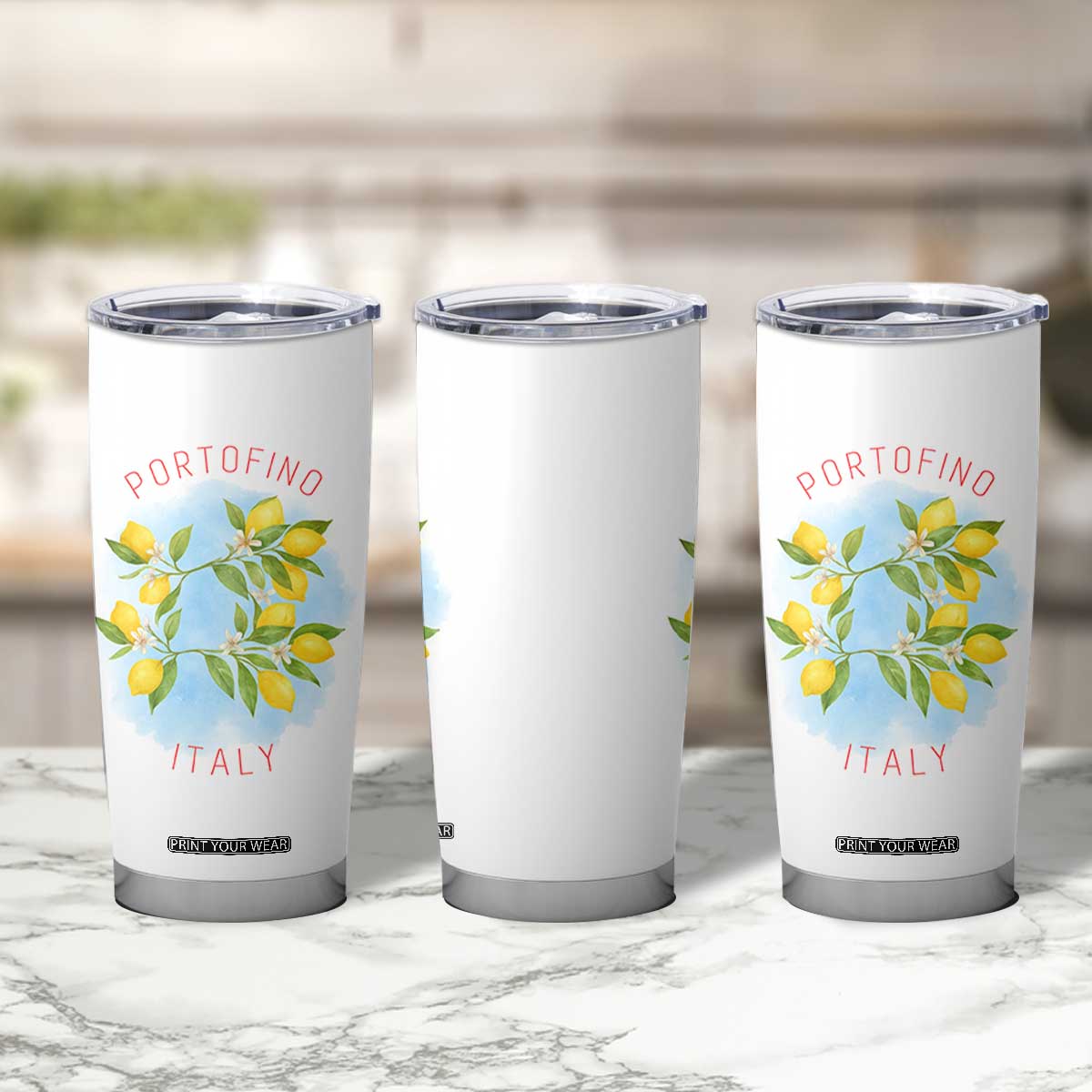 Portofino Italy Lemons Tumbler Cup Vintage Coastal Europe Travel Summer Vibe Aesthetic TS02 Print Your Wear