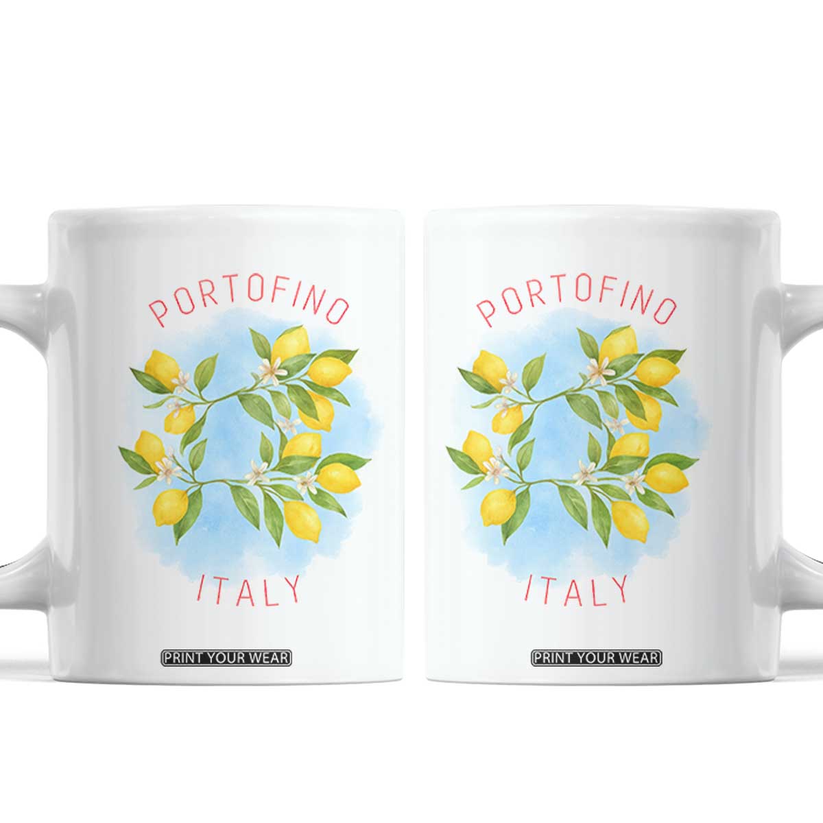 Portofino Italy Lemons Coffee Mug Vintage Coastal Europe Travel Summer Vibe Aesthetic TS02 White Print Your Wear