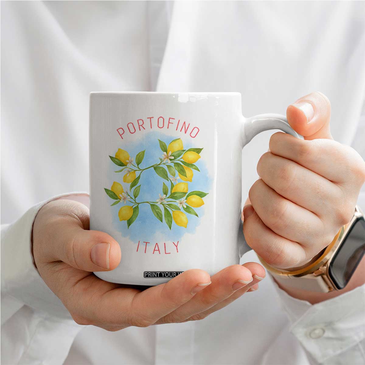 Portofino Italy Lemons Coffee Mug Vintage Coastal Europe Travel Summer Vibe Aesthetic TS02 Print Your Wear