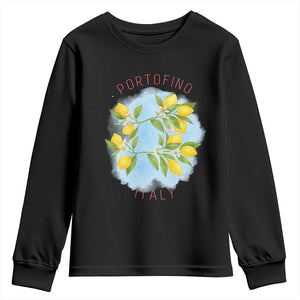 Portofino Italy Lemons Youth Sweatshirt Vintage Coastal Europe Travel Summer Vibe Aesthetic TS02 Black Print Your Wear
