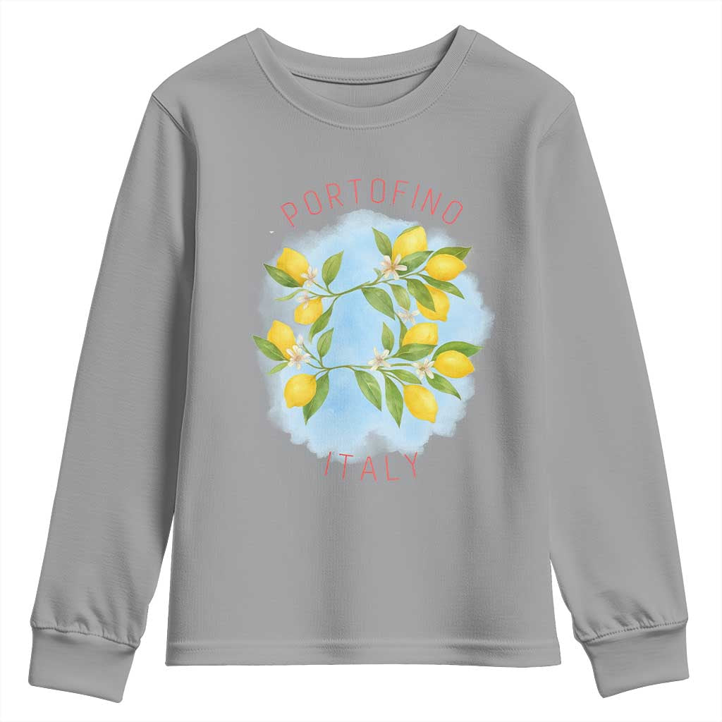 Portofino Italy Lemons Youth Sweatshirt Vintage Coastal Europe Travel Summer Vibe Aesthetic TS02 Sport Gray Print Your Wear
