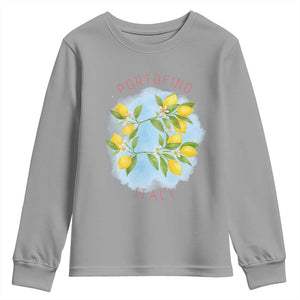 Portofino Italy Lemons Youth Sweatshirt Vintage Coastal Europe Travel Summer Vibe Aesthetic TS02 Sport Gray Print Your Wear