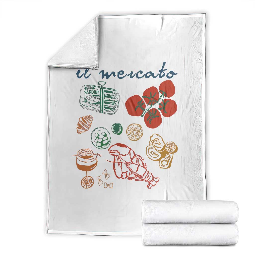 Il Mercato Italian Food Market Aesthetic Throw Blanket Summer Amalfi Coast La Dolce Vita TS02 White Print Your Wear