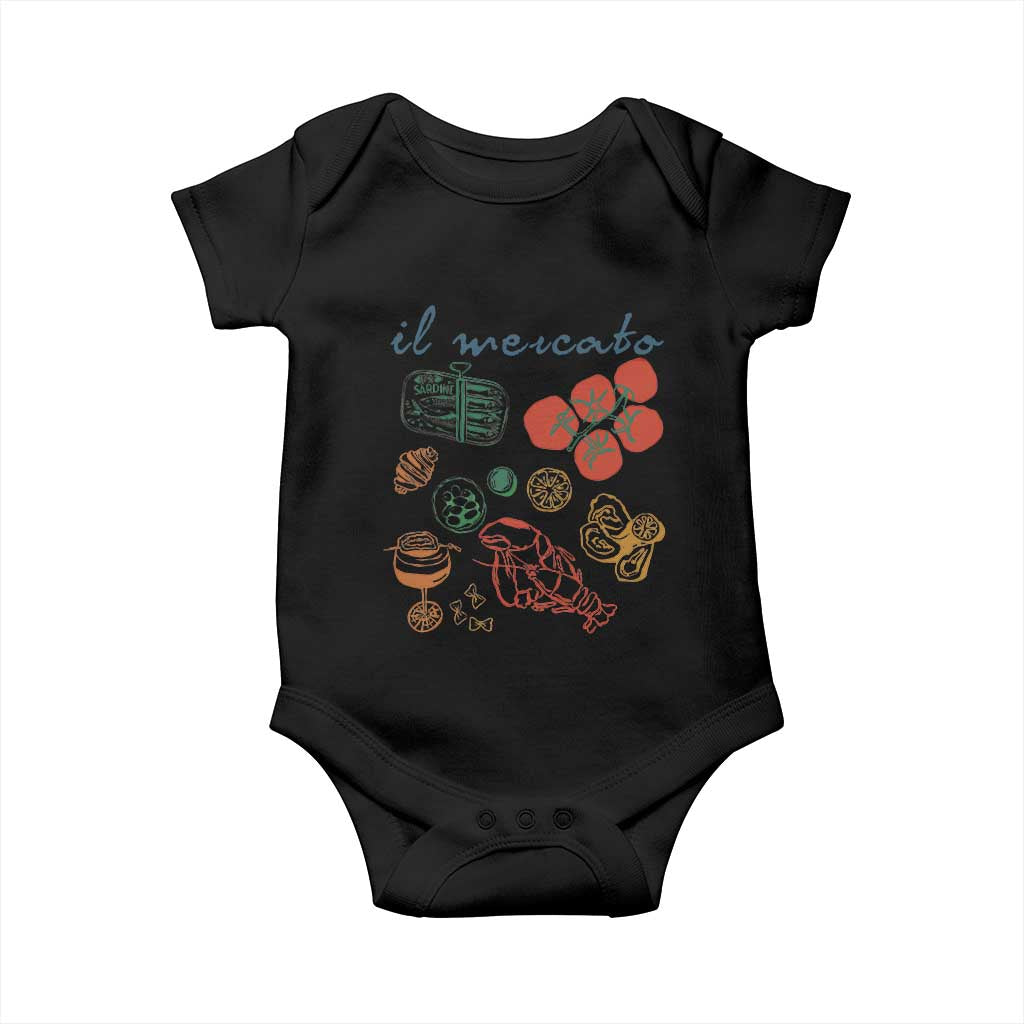 Il Mercato Italian Food Market Aesthetic Baby Onesie Summer Amalfi Coast La Dolce Vita TS02 Black Print Your Wear