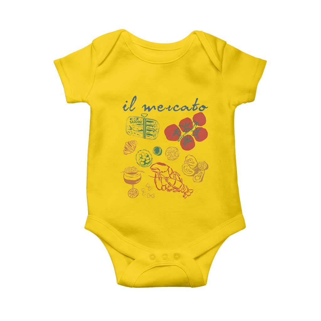 Il Mercato Italian Food Market Aesthetic Baby Onesie Summer Amalfi Coast La Dolce Vita TS02 Daisy Print Your Wear