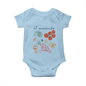 Il Mercato Italian Food Market Aesthetic Baby Onesie Summer Amalfi Coast La Dolce Vita TS02 Light Blue Print Your Wear
