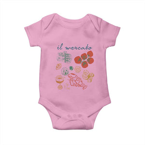 Il Mercato Italian Food Market Aesthetic Baby Onesie Summer Amalfi Coast La Dolce Vita TS02 Light Pink Print Your Wear