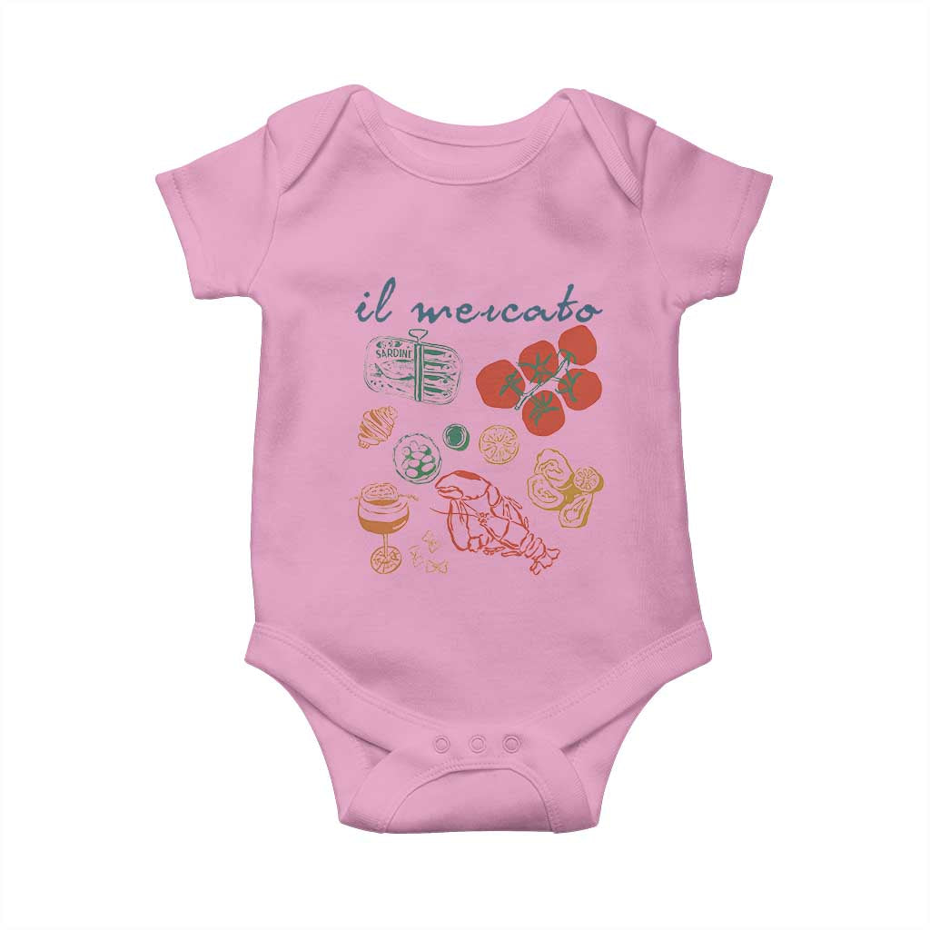 Il Mercato Italian Food Market Aesthetic Baby Onesie Summer Amalfi Coast La Dolce Vita TS02 Light Pink Print Your Wear