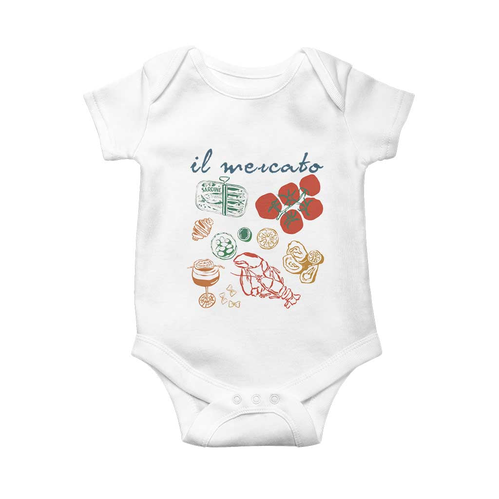 Il Mercato Italian Food Market Aesthetic Baby Onesie Summer Amalfi Coast La Dolce Vita TS02 White Print Your Wear