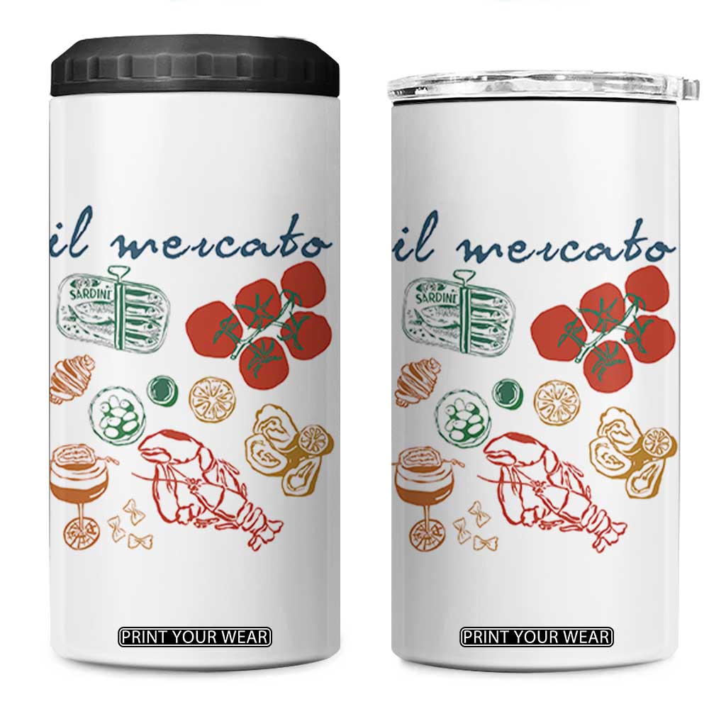 Il Mercato Italian Food Market Aesthetic 4 in 1 Can Cooler Tumbler Summer Amalfi Coast La Dolce Vita TS02 One Size: 16 oz White Print Your Wear