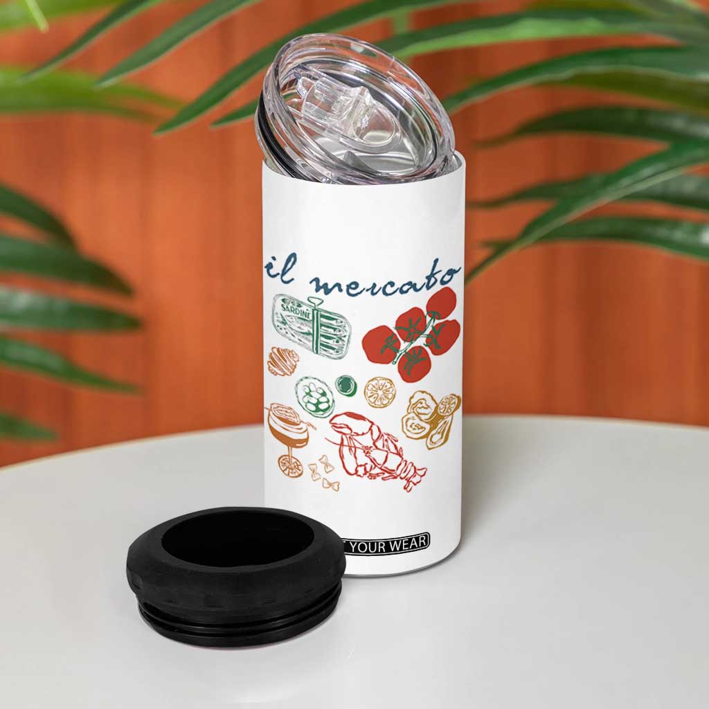 Il Mercato Italian Food Market Aesthetic 4 in 1 Can Cooler Tumbler Summer Amalfi Coast La Dolce Vita TS02 Print Your Wear