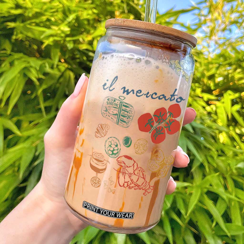 Il Mercato Italian Food Market Aesthetic Glass Can Summer Amalfi Coast La Dolce Vita TS02 White Print Your Wear