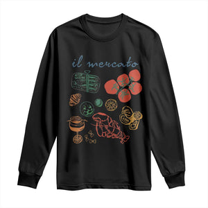 Il Mercato Italian Food Market Aesthetic Long Sleeve Shirt Summer Amalfi Coast La Dolce Vita TS02 Black Print Your Wear
