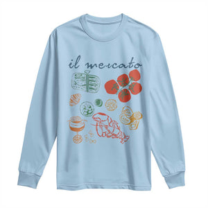 Il Mercato Italian Food Market Aesthetic Long Sleeve Shirt Summer Amalfi Coast La Dolce Vita TS02 Light Blue Print Your Wear