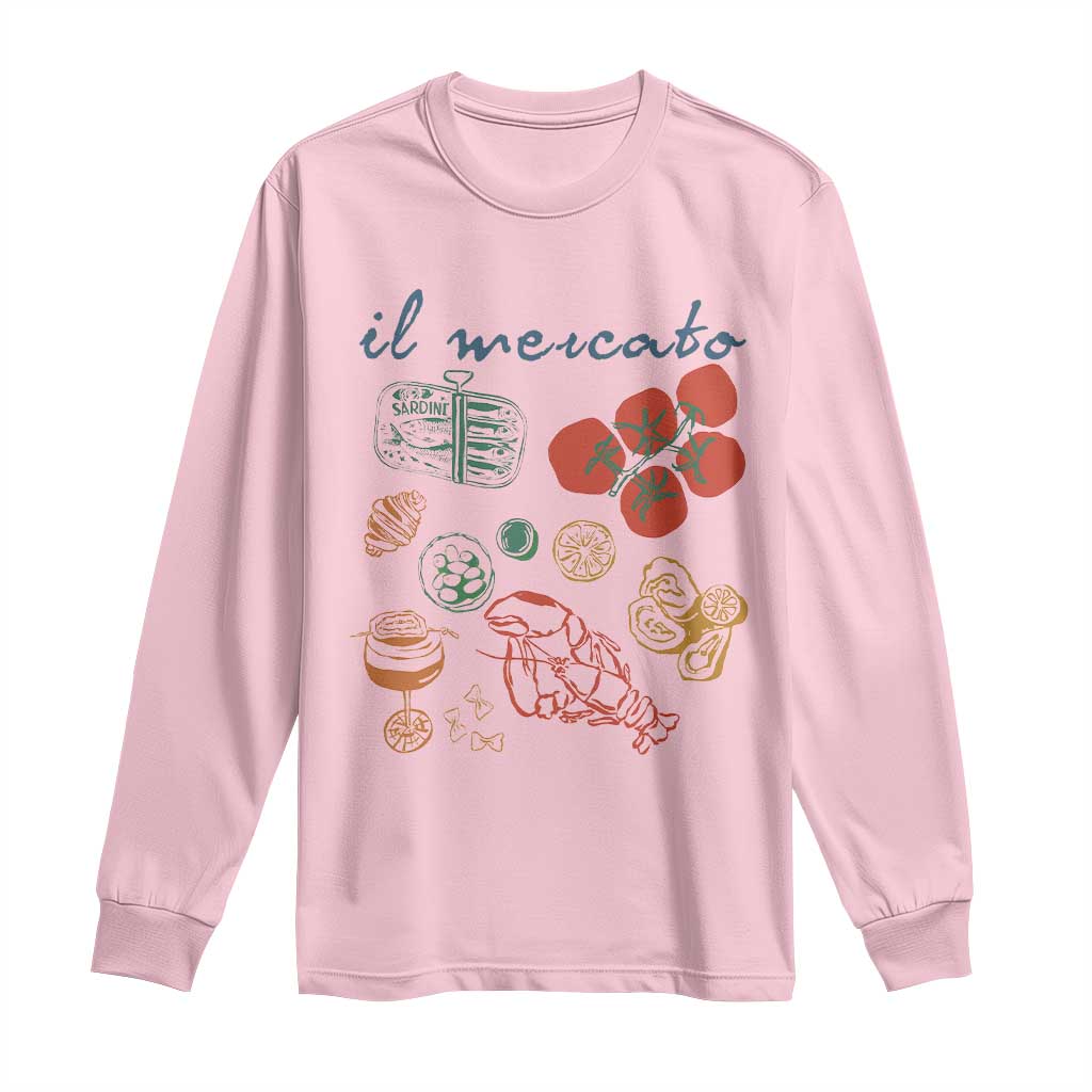 Il Mercato Italian Food Market Aesthetic Long Sleeve Shirt Summer Amalfi Coast La Dolce Vita TS02 Light Pink Print Your Wear
