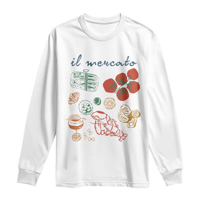 Il Mercato Italian Food Market Aesthetic Long Sleeve Shirt Summer Amalfi Coast La Dolce Vita TS02 White Print Your Wear