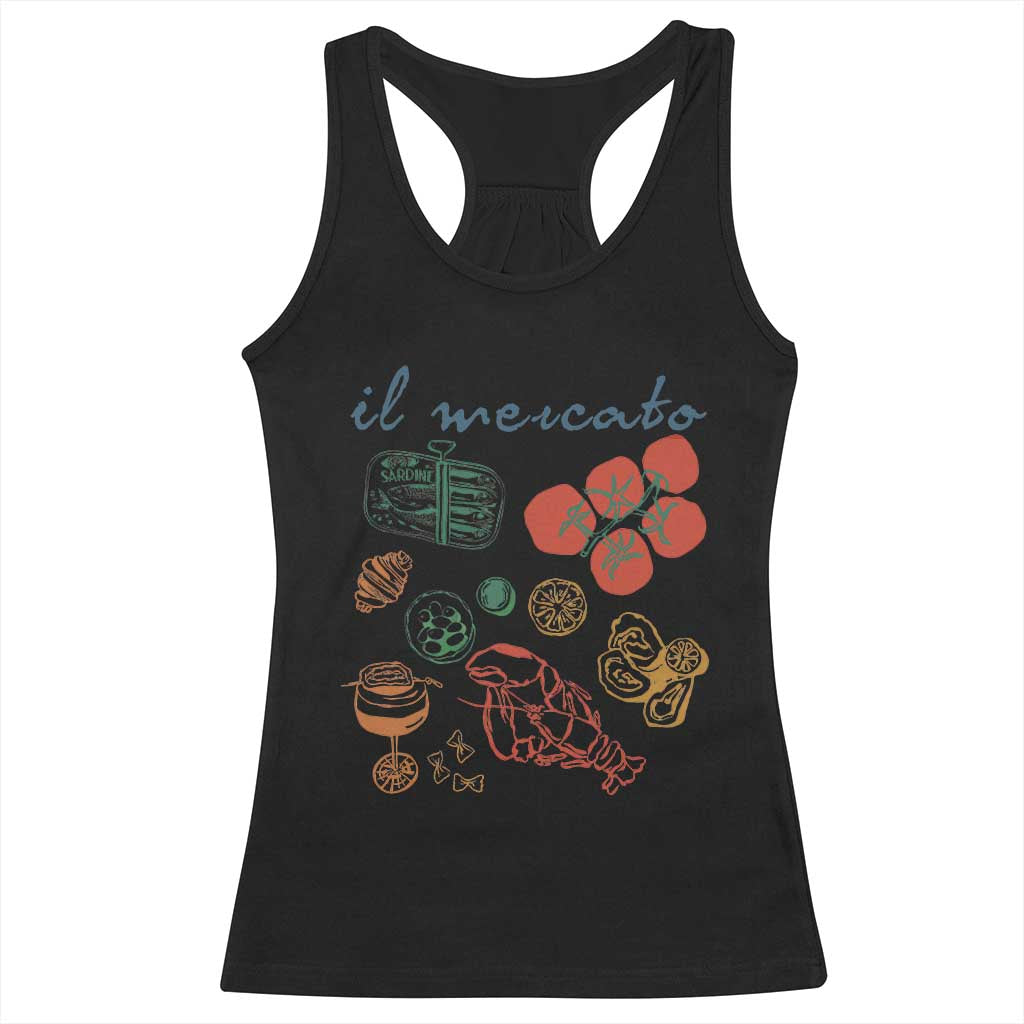 Il Mercato Italian Food Market Aesthetic Racerback Tank Top Summer Amalfi Coast La Dolce Vita TS02 Black Print Your Wear