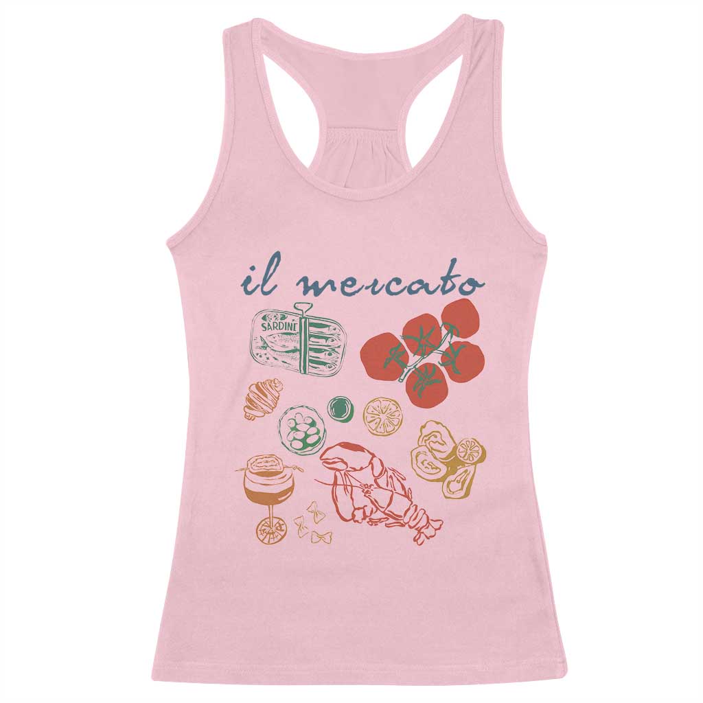 Il Mercato Italian Food Market Aesthetic Racerback Tank Top Summer Amalfi Coast La Dolce Vita TS02 Light Pink Print Your Wear